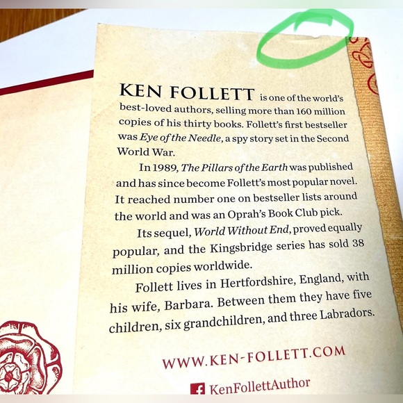 Ken Follett’s “A Column of Fire”. Signed Hardcover - No COA. © 2017   909 pages - Picture 9 of 10